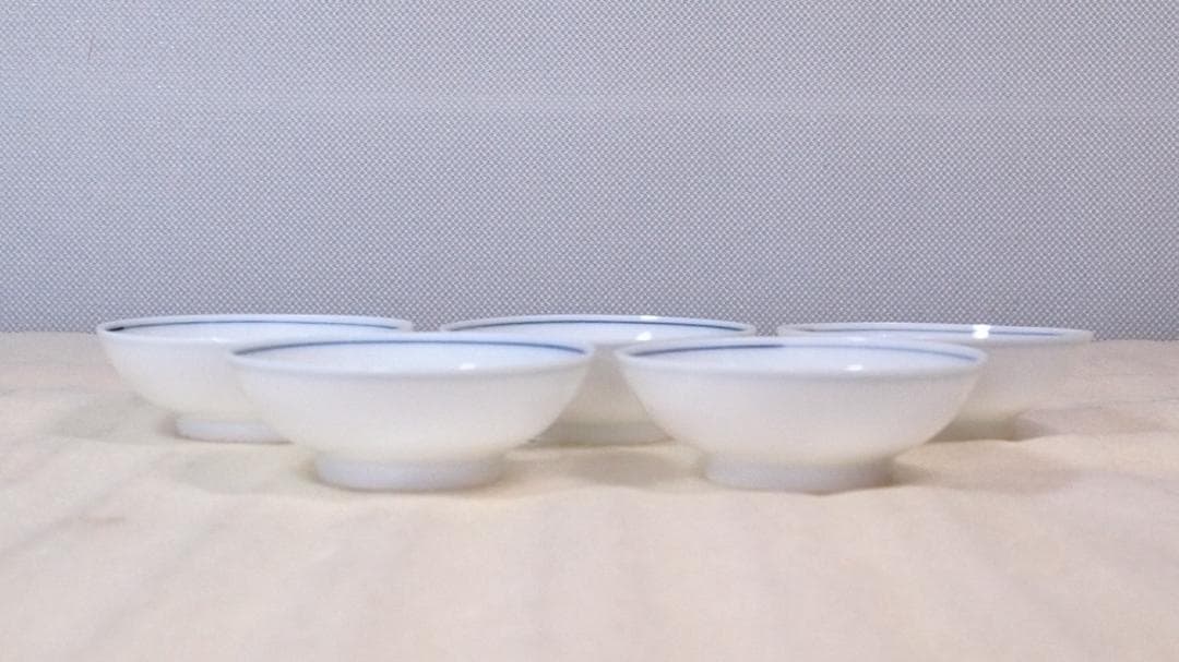 【未使用】京焼 清閑寺窯 杉田祥平造 染付梅花画 杯5客 盃/ぐい呑/猪口 酒器