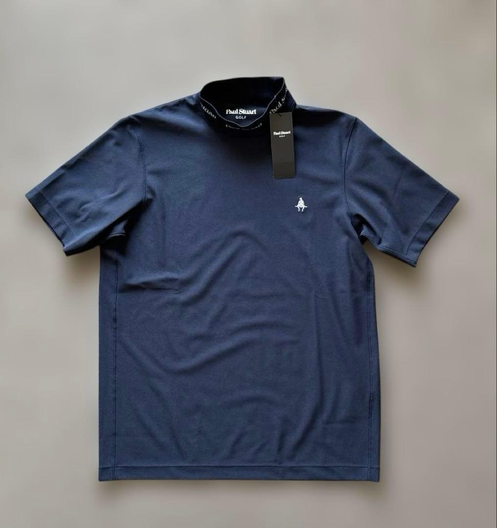 新品★Paul Stuart ゴルフ　モックネック半袖Tシャツ ネイビー　L