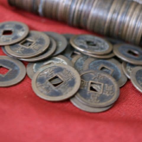 M4R 古銭 寛永通宝 文銭と思われます 寛永通寳 約300枚 縄差し