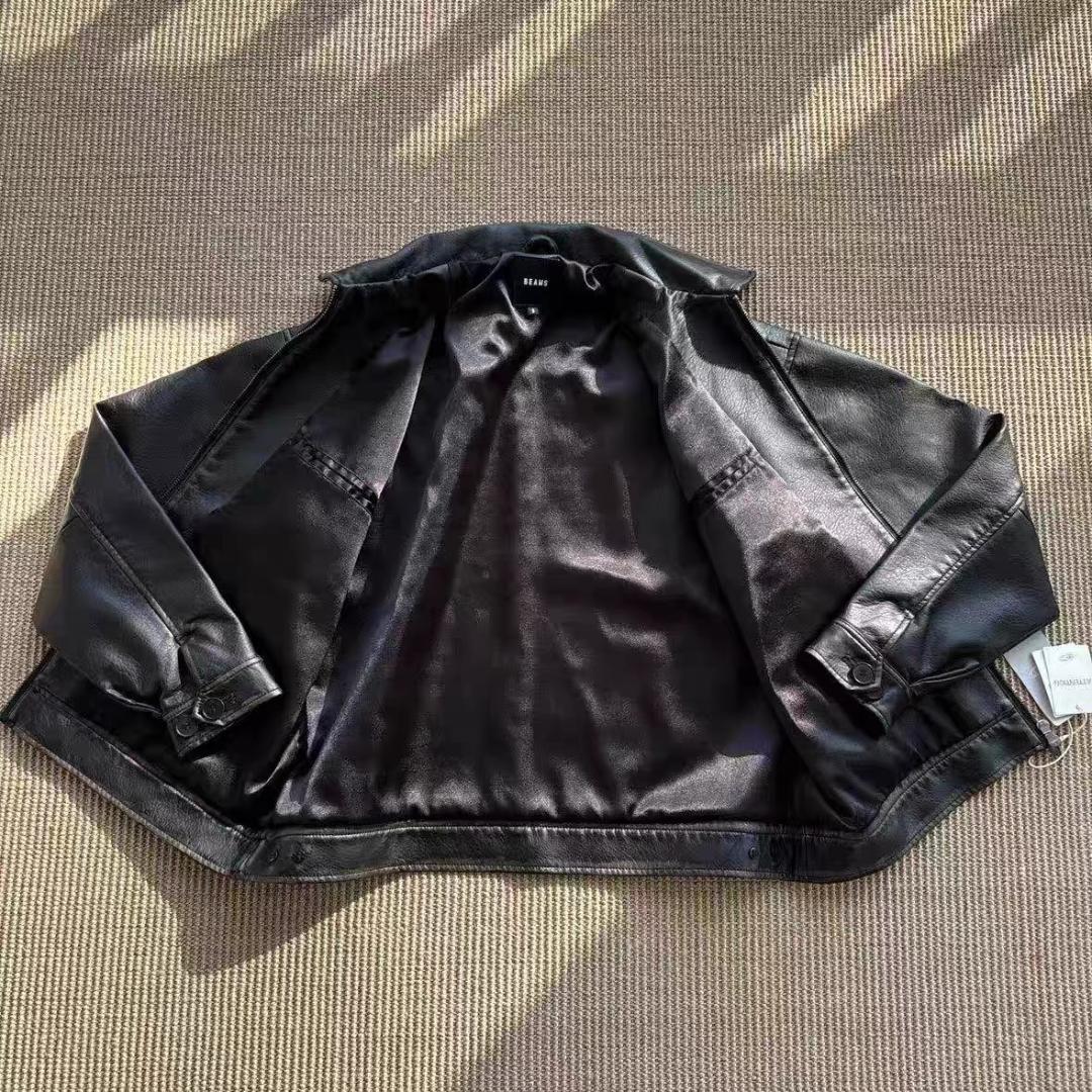 新品BEAMS 24AW レザージップブルゾン S