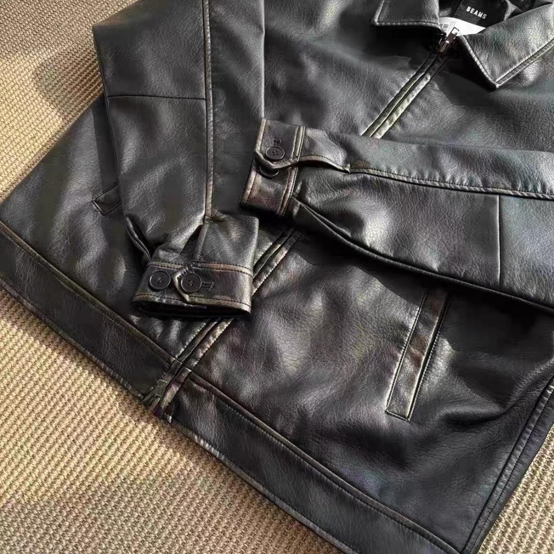 新品BEAMS 24AW レザージップブルゾン S