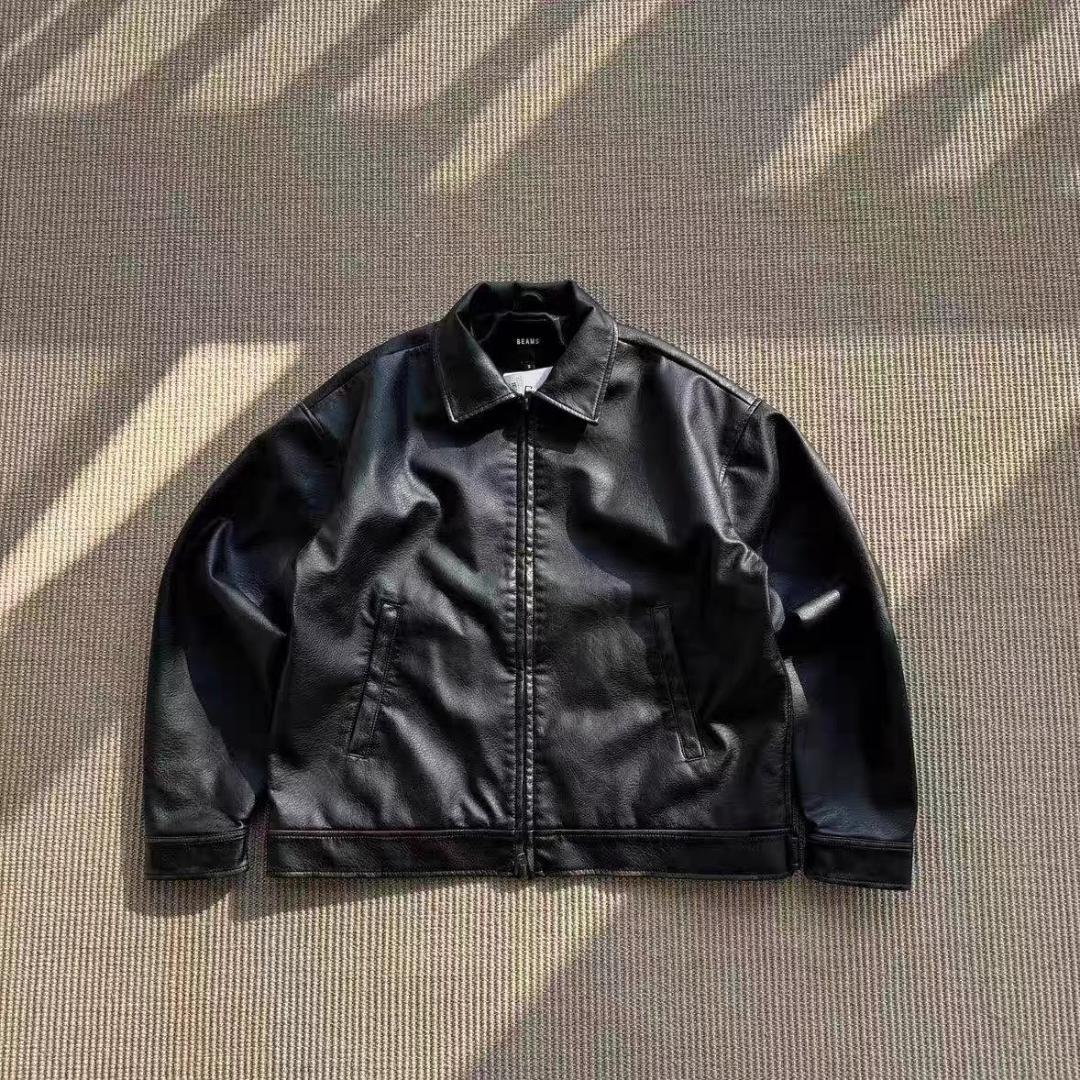 新品BEAMS 24AW レザージップブルゾン S