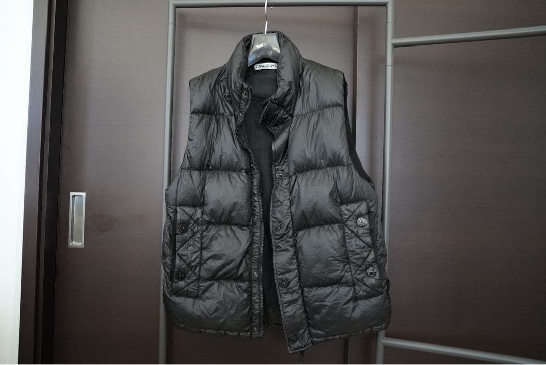 STONE  GARMENT DYED DOWN VEST 黒 L