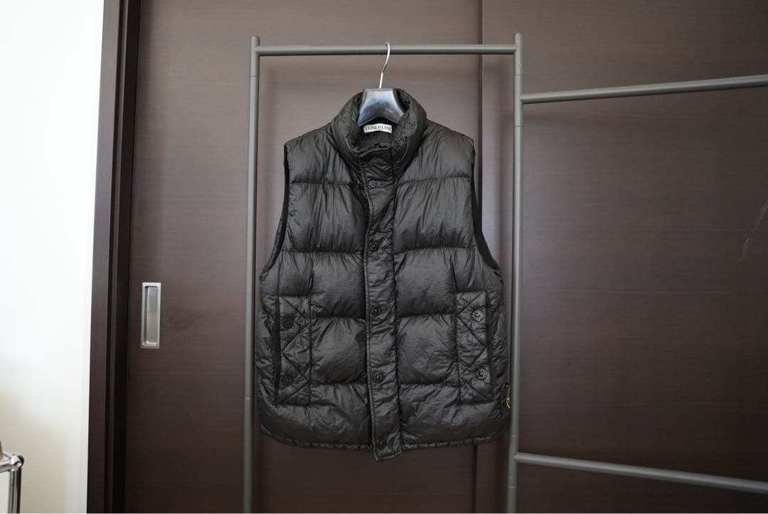 STONE  GARMENT DYED DOWN VEST 黒 L