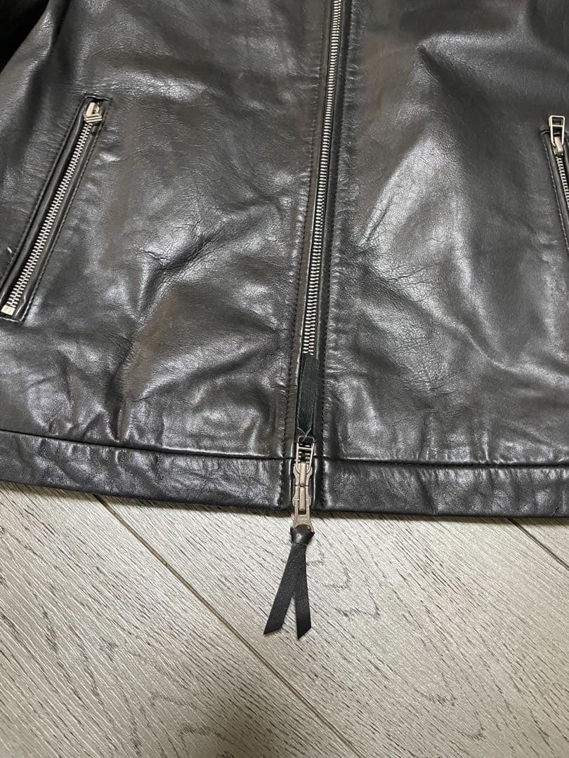 【本革】Harriss レザージャケット 黒 シングルライダース ダブルジップ