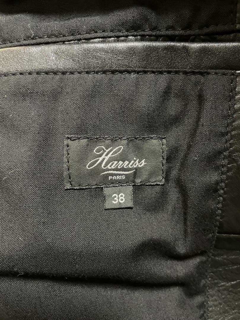 【本革】Harriss レザージャケット 黒 シングルライダース ダブルジップ
