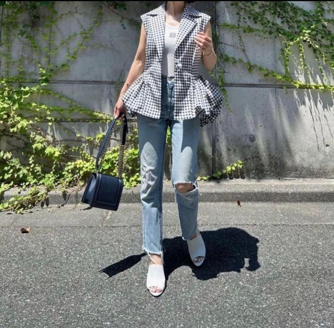 【未使用】完売品✨シーニュ バルーンジレ Colette 白 × 黒 チェック