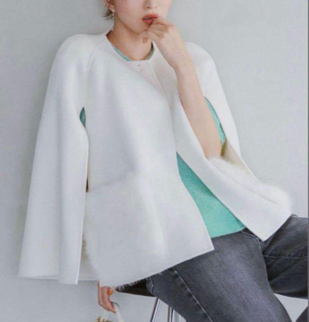 人気✨24AW セルフォード CELFORD ファーポケットケープジャケット 白