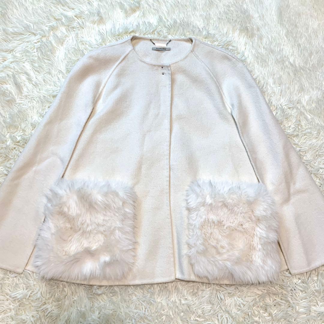 人気✨24AW セルフォード CELFORD ファーポケットケープジャケット 白