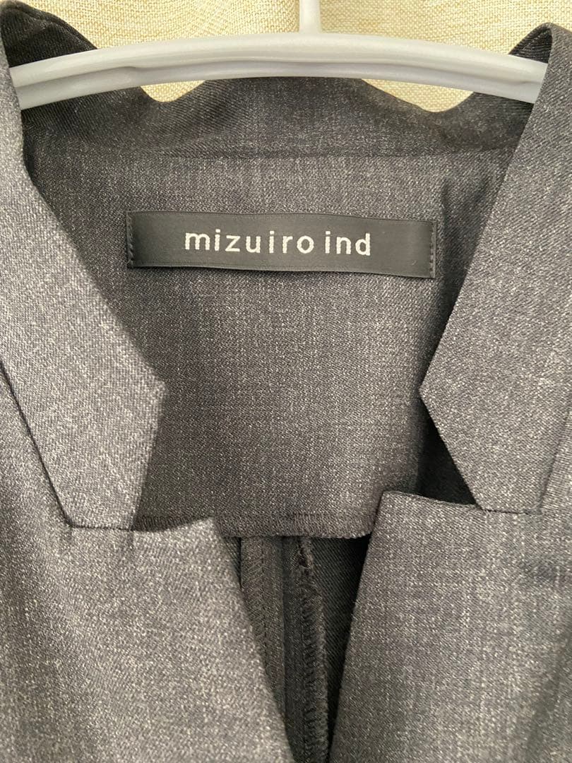 【極美品】mizuiroind ミズイロインド フレア　ジレ　ワンピースグレー