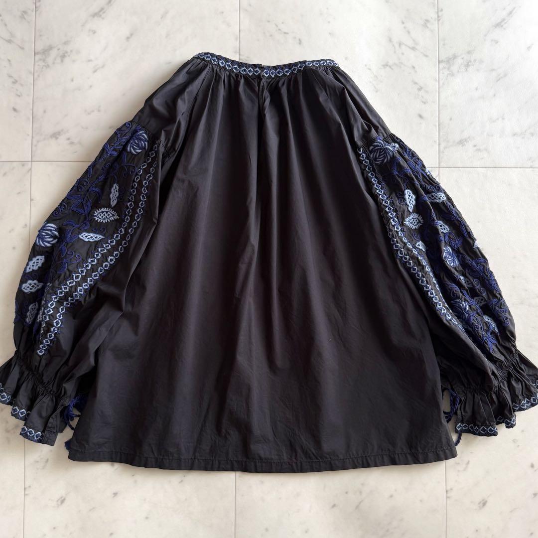 美品 ヌキテパ コットン 刺繍 エンブロイダリーブラウス◆ブラック
