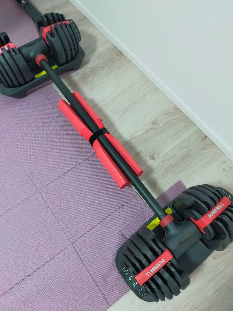 【限界値下】 調整可能ダンベルセット②　24kgバーベルバー、クッション付