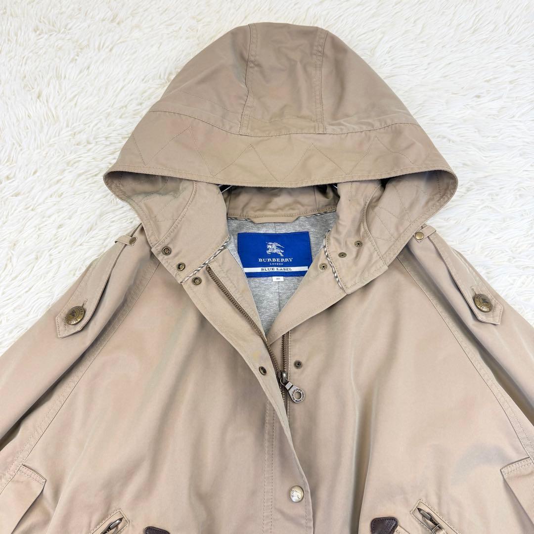 美品 バーバリーブルーレーベル Burberry ケープ コート トレンチ 38