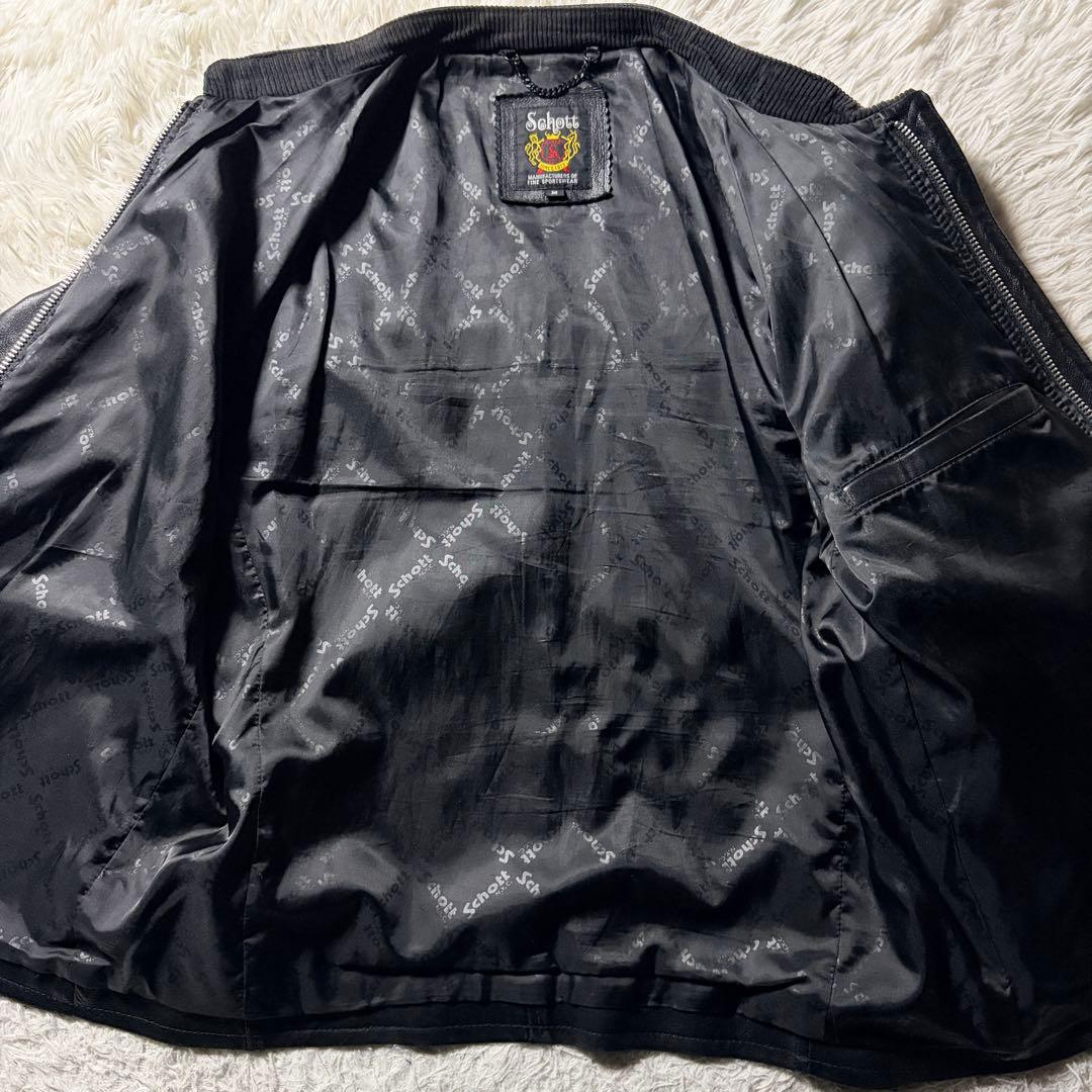 【雰囲気抜群】schott ライダースジャケット 羊革　ラムレザー ブラック　M