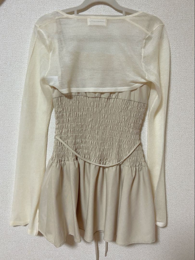 ワンピース andmary Betty shirring mini dress beige