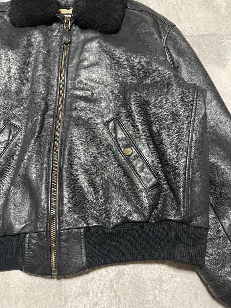 90s chevignon レザーダウンボンバージャケット　a-2 g-1