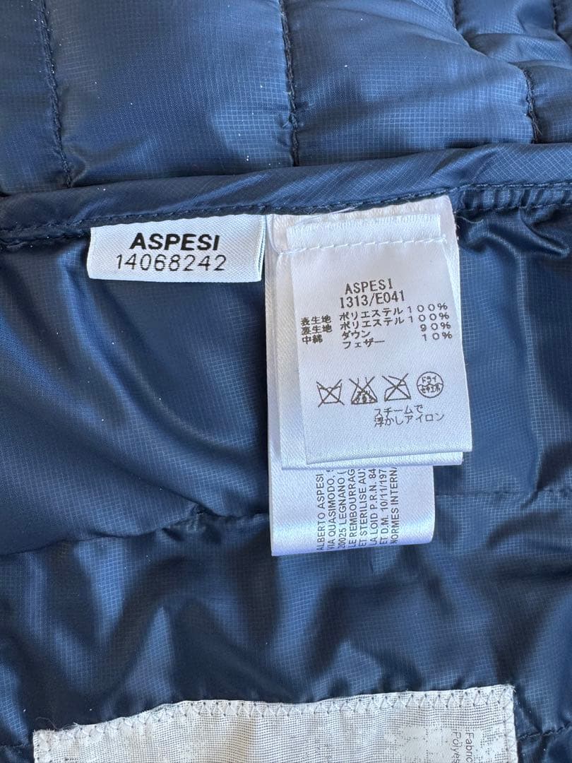 ASPESI ネイビー ダウンベスト S
