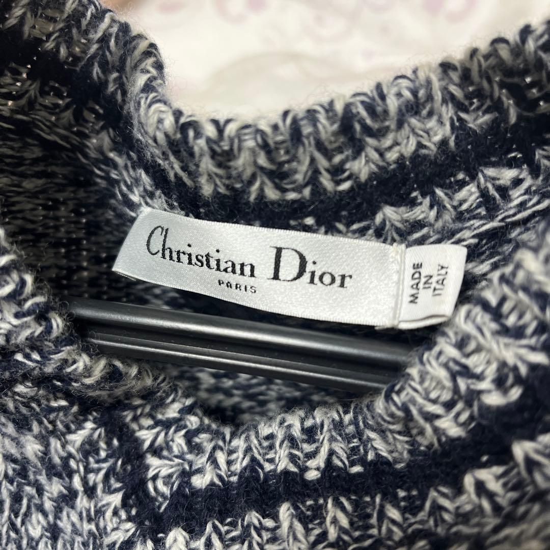 CHRISTIAN DIOR ニットベスト ネイビー・ホワイト34サイズ