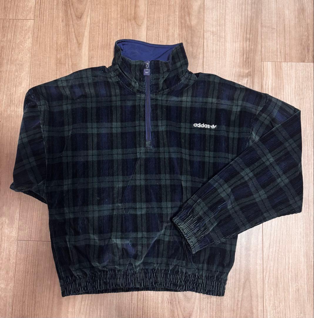 adidas originals ハーフジップ チェック プルオーバー S