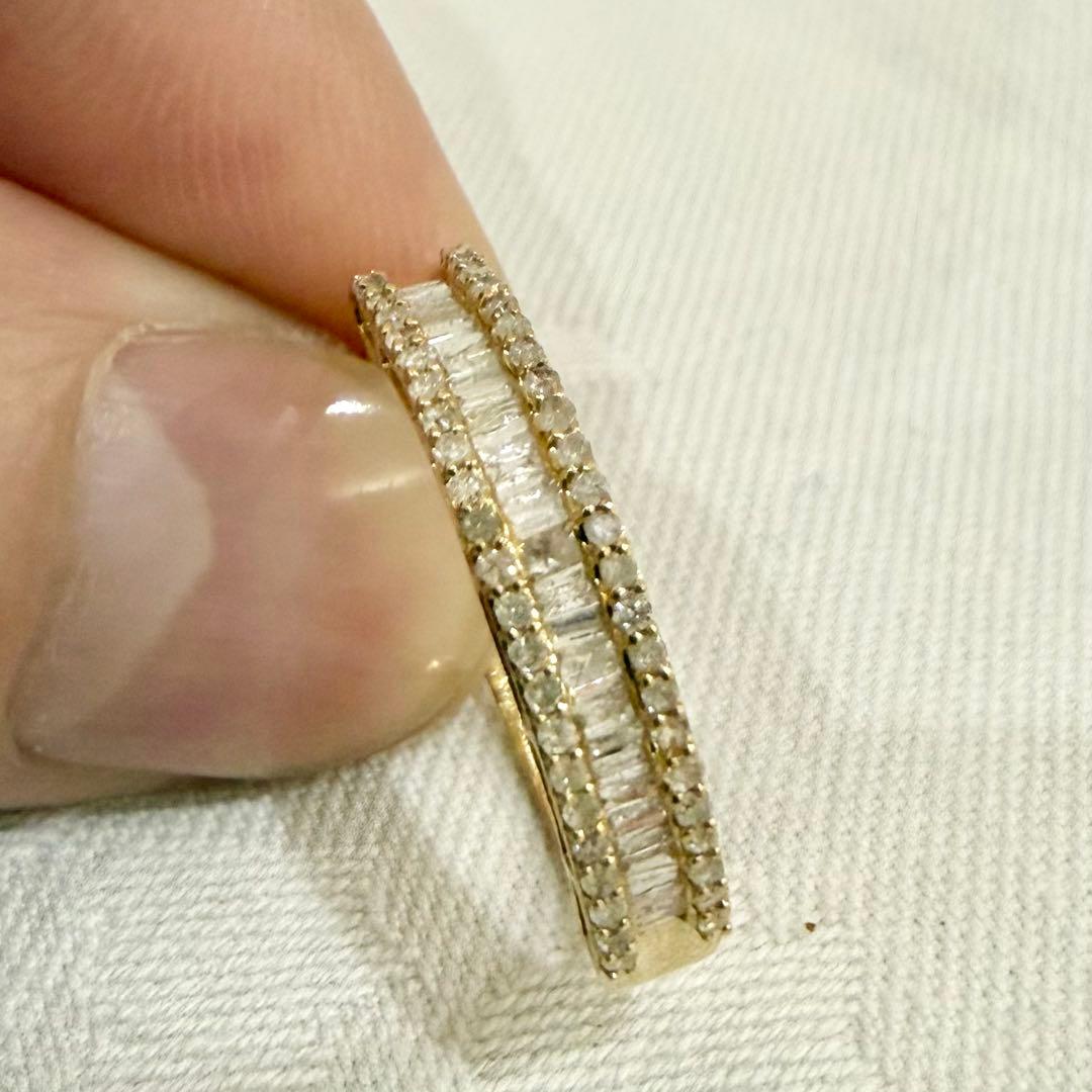 K18 ダイヤモンド 0.50ct テーパーカット デザインリング 19.5号