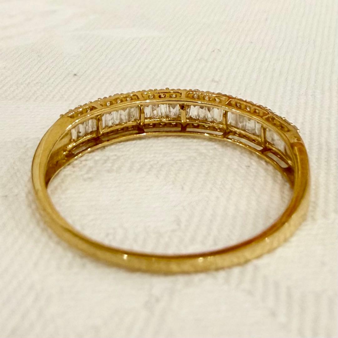 K18 ダイヤモンド 0.50ct テーパーカット デザインリング 19.5号