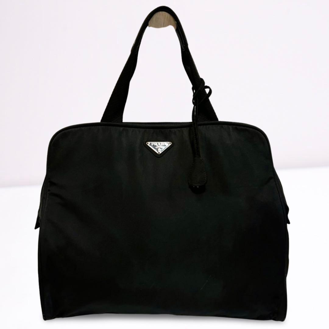 【正規品】プラダ PRADA トートバッグ ナイロン 三角ロゴ 黒 鍵付き A4