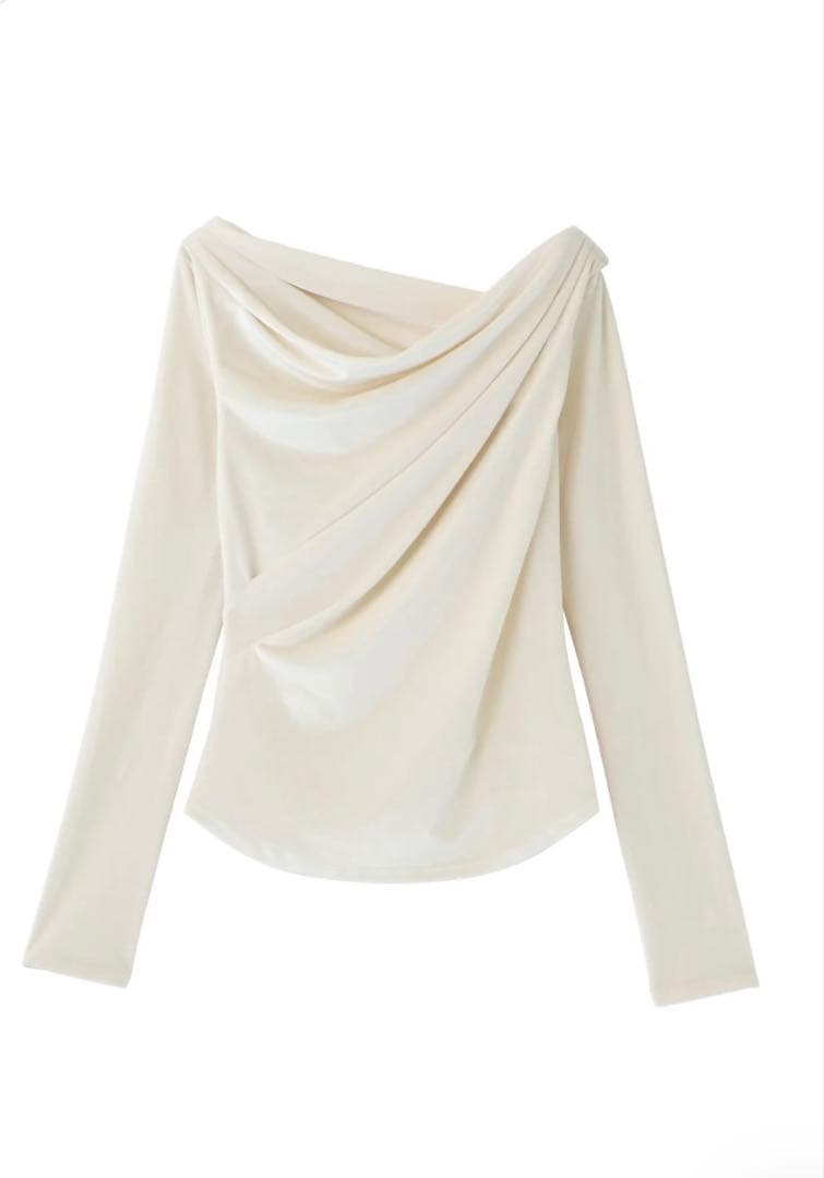 polaura グロッシーベロアドレープトップス OFF WHITE