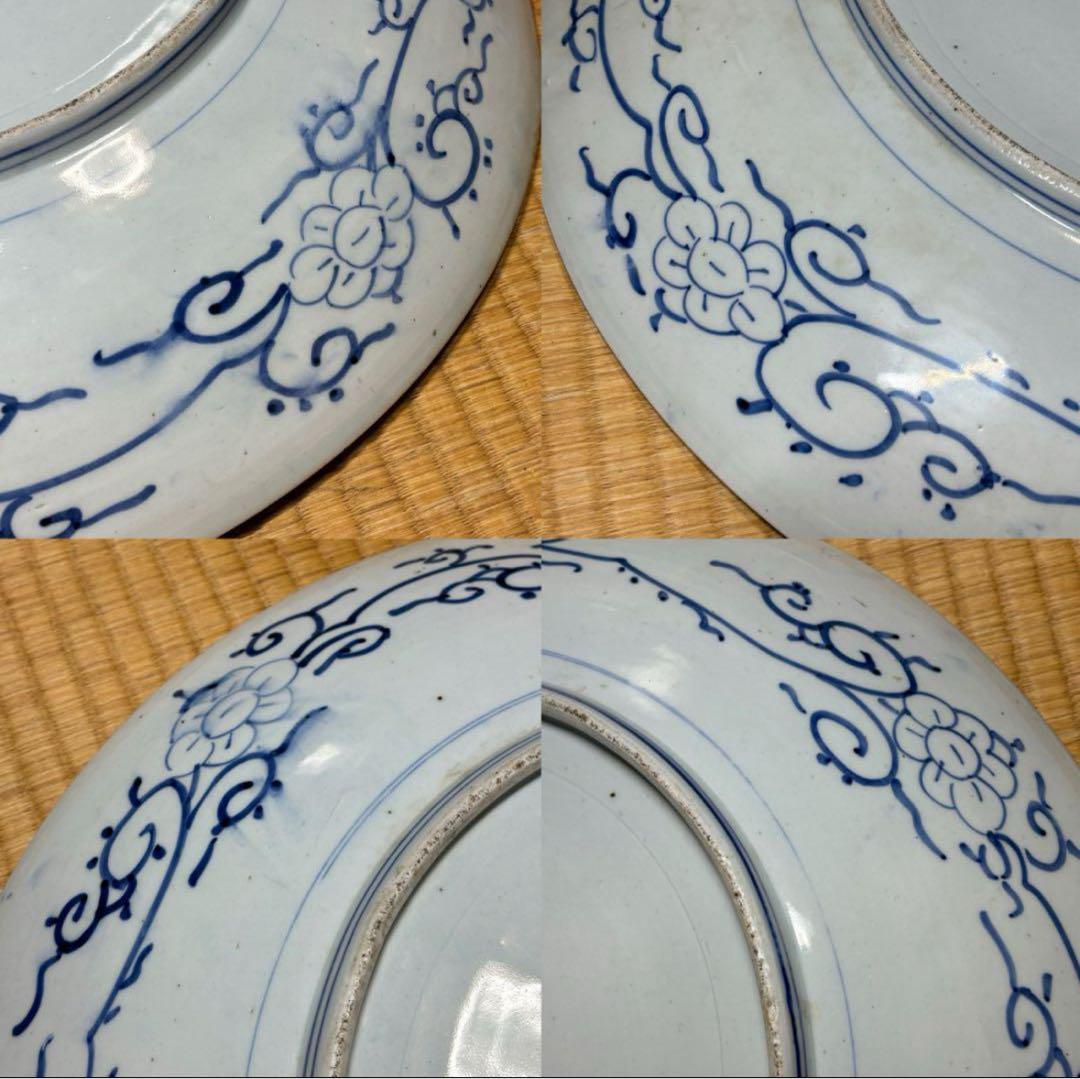 伊万里焼！ 古伊万里/色絵！松竹梅・鶴亀 図柄 大皿/1点！直径 約46.5㎝