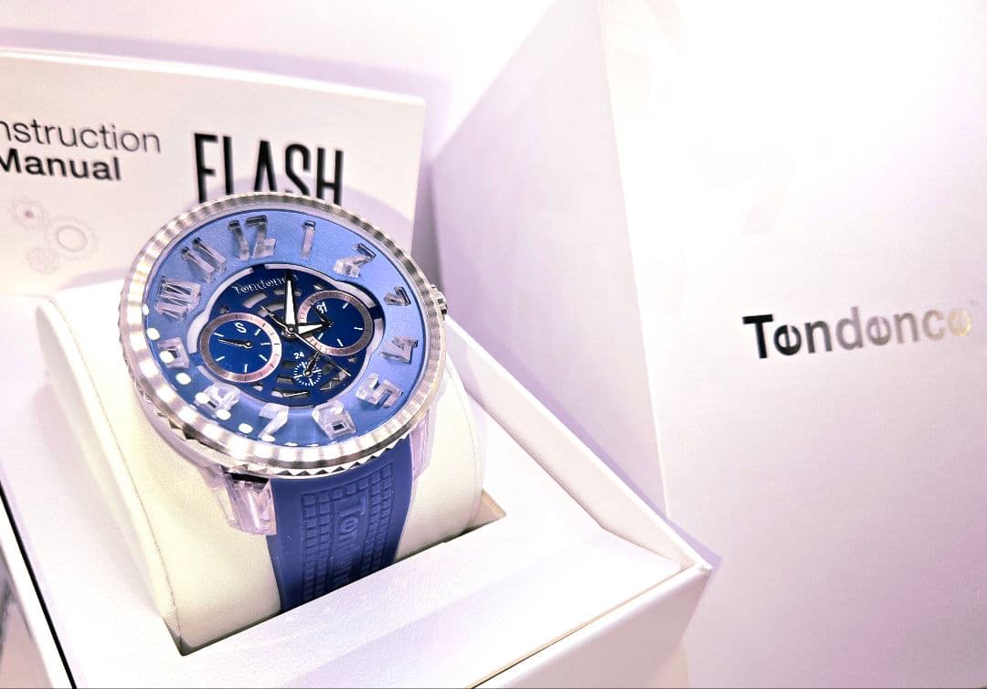 ✩Tendence レインボー FLASH✩ブルー 腕時計 ラバーベルト✩