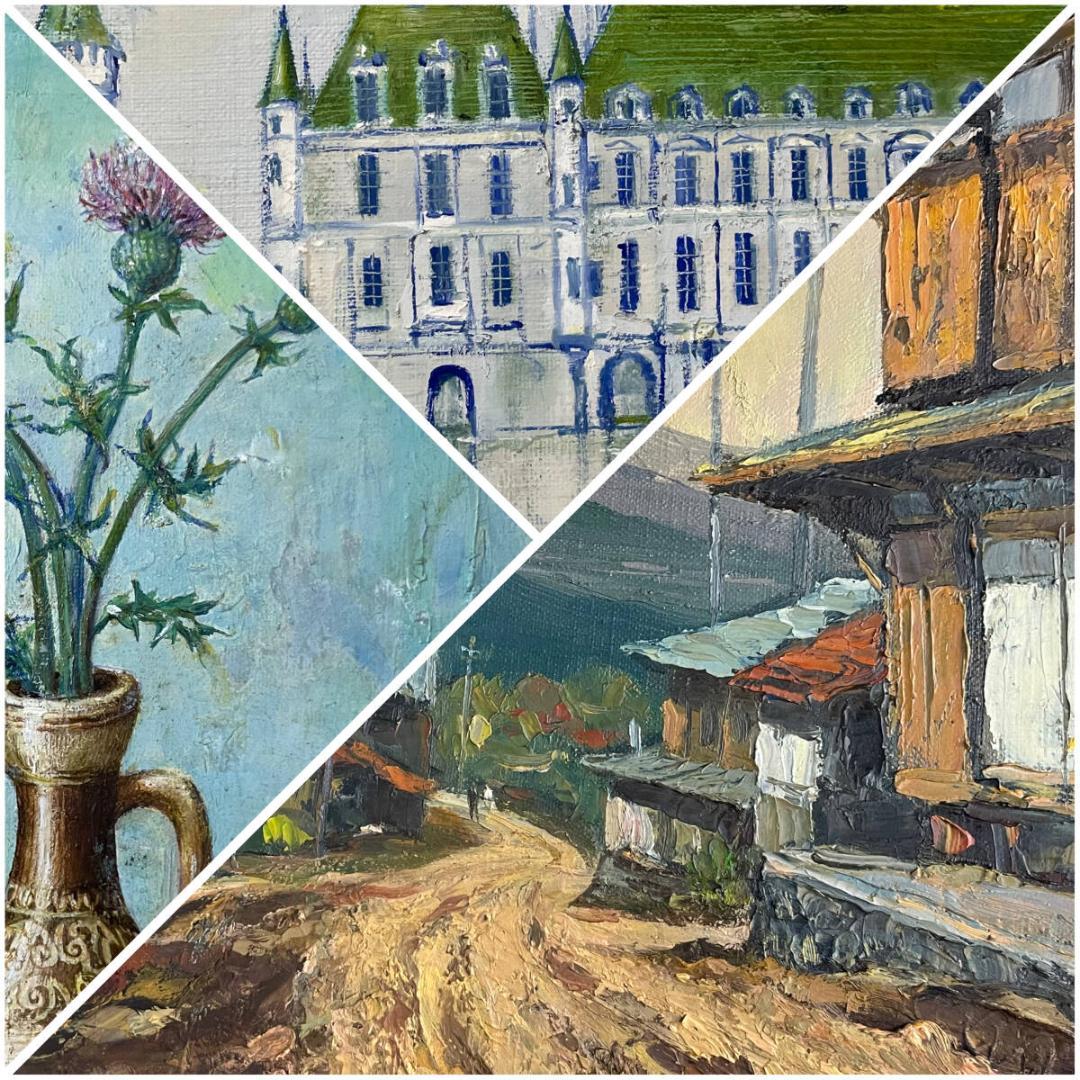 【肉筆】油絵 油彩画 まとめて 10点 絵画 静物 風景 花 素人 インテリア