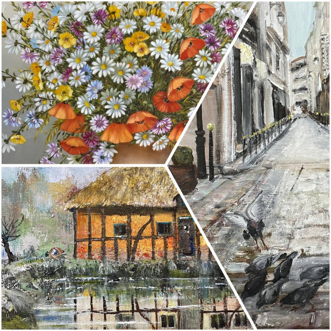 【肉筆】油絵 油彩画 まとめて 10点 絵画 静物 風景 花 素人 インテリア
