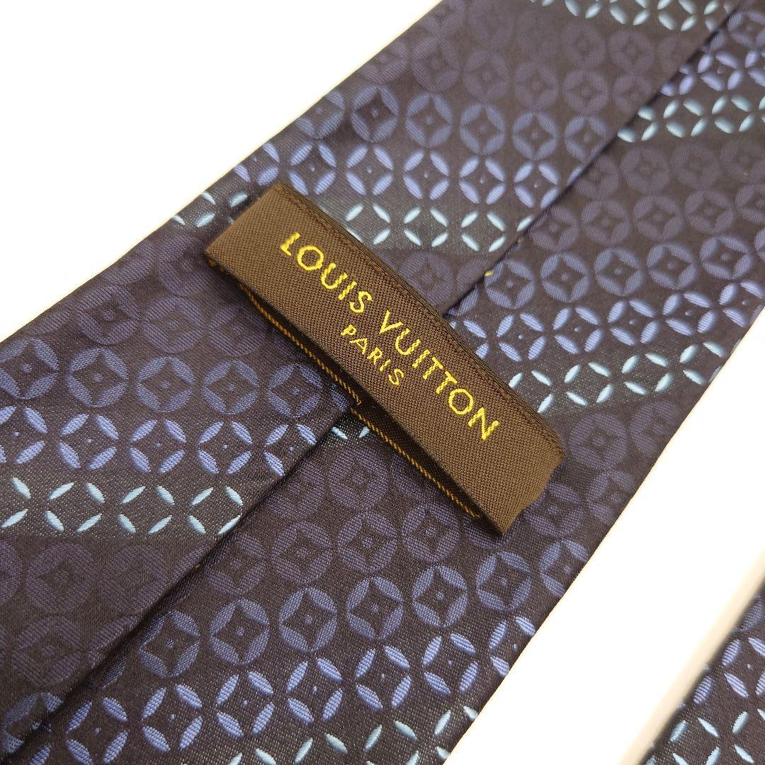 美品 箱付き　LOUIS VUITTON ネクタイ モノグラム 青　シルク