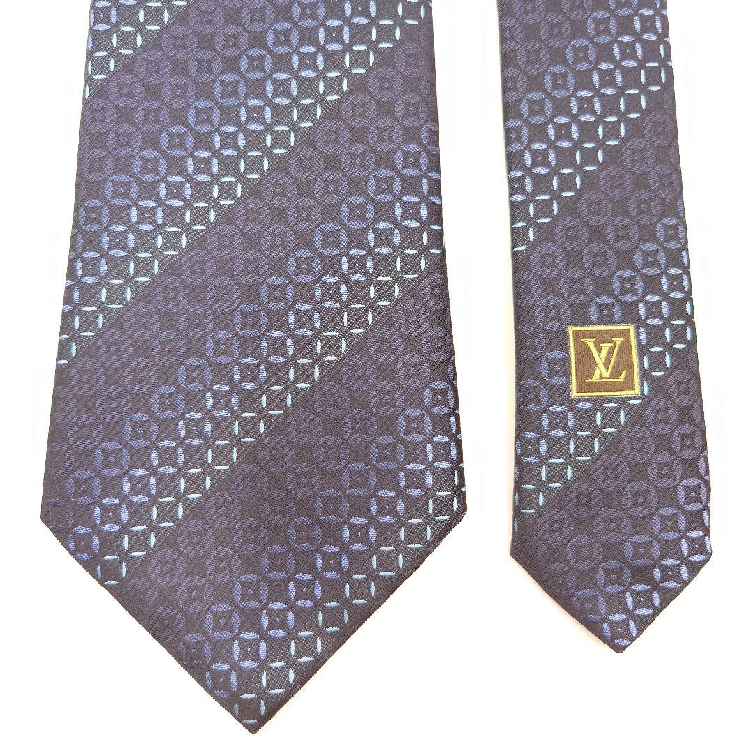 美品 箱付き　LOUIS VUITTON ネクタイ モノグラム 青　シルク
