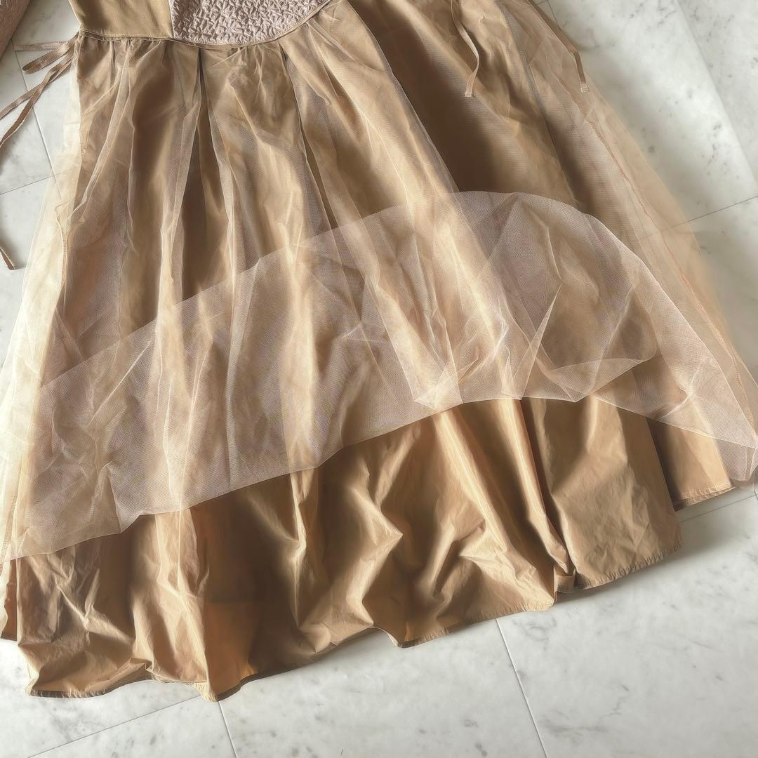 美品 スーパービューティ 24AW ロングワンピース チュール エンボス パフ袖