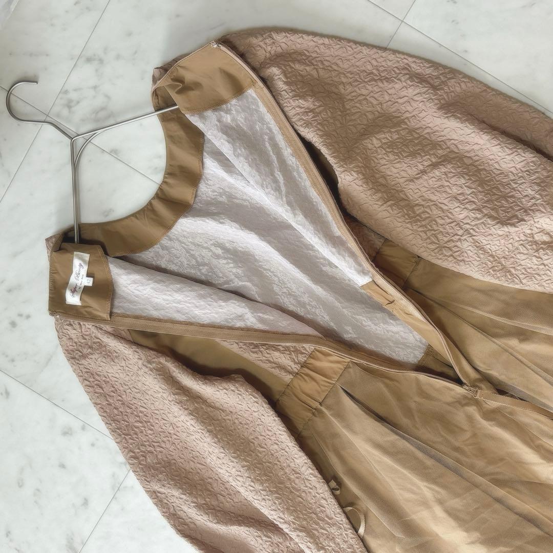 美品 スーパービューティ 24AW ロングワンピース チュール エンボス パフ袖