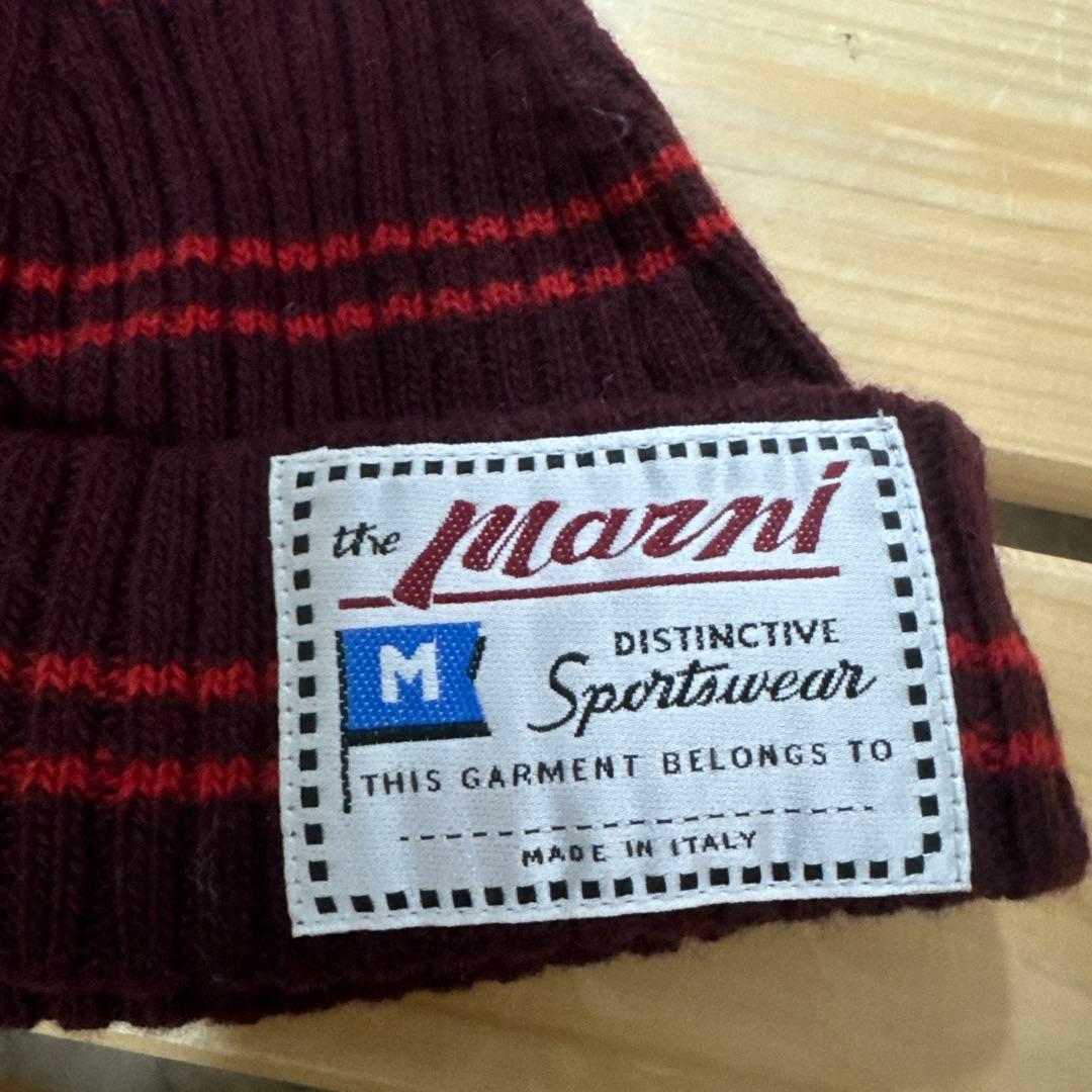 Marni バーガンディストライプニット帽