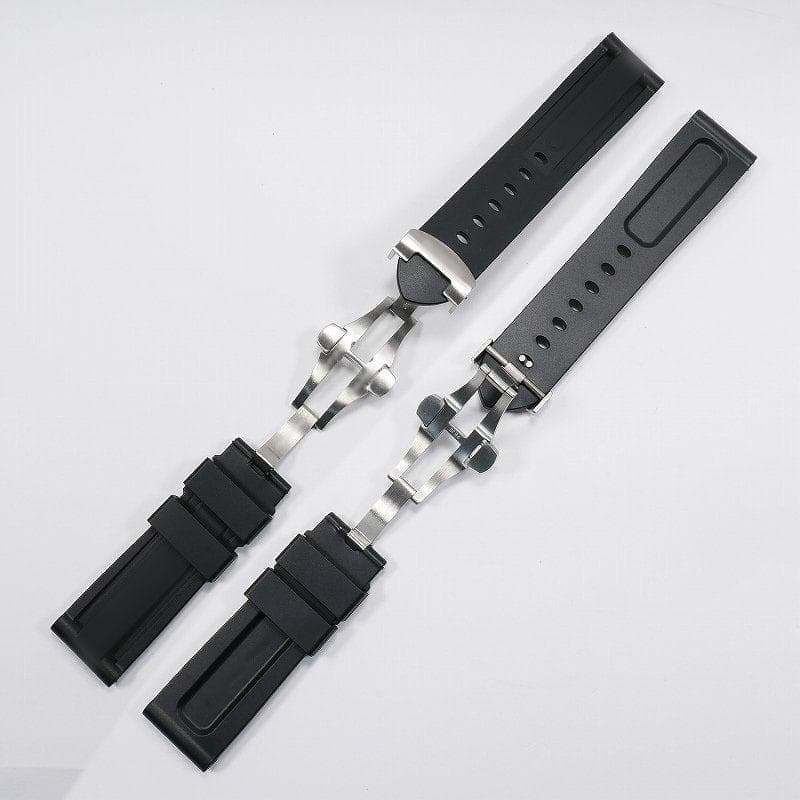 【ロゴ有り】互換ラバーベルト 24mm Ｄバックル付き ブラック
