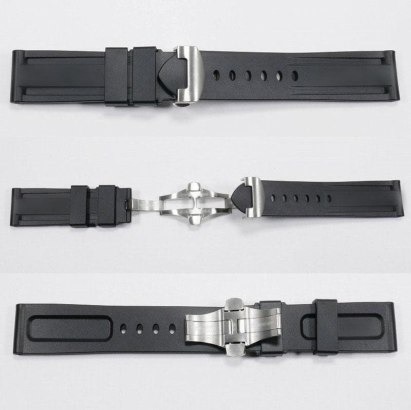 【ロゴ有り】互換ラバーベルト 24mm Ｄバックル付き ブラック