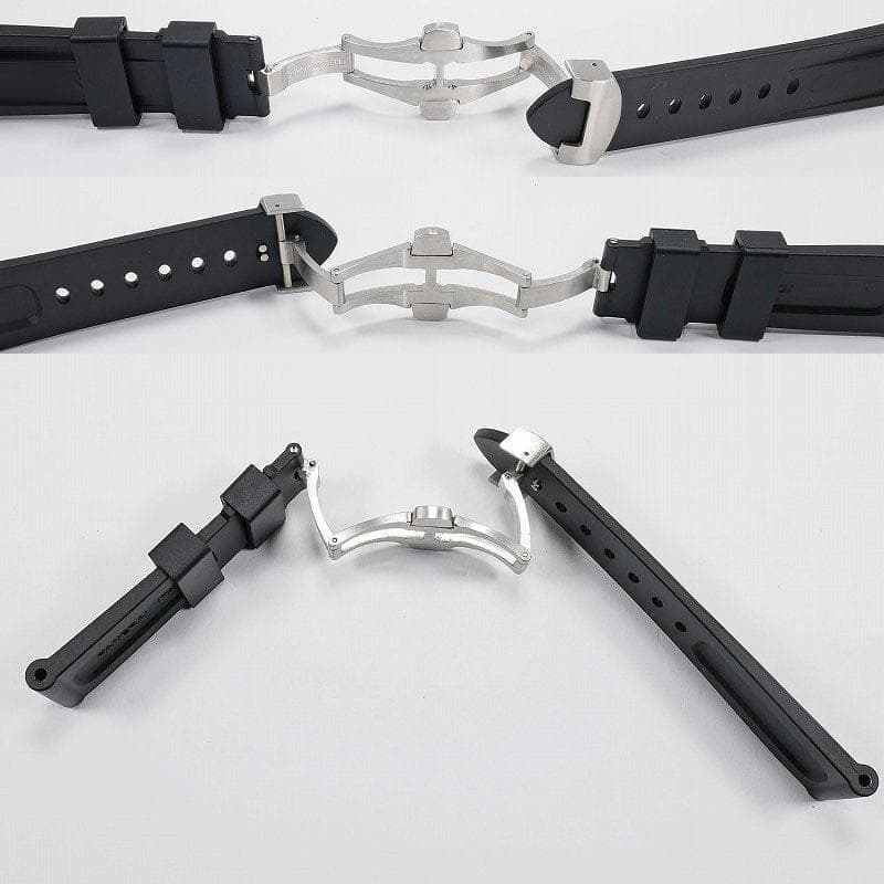 【ロゴ有り】互換ラバーベルト 24mm Ｄバックル付き ブラック