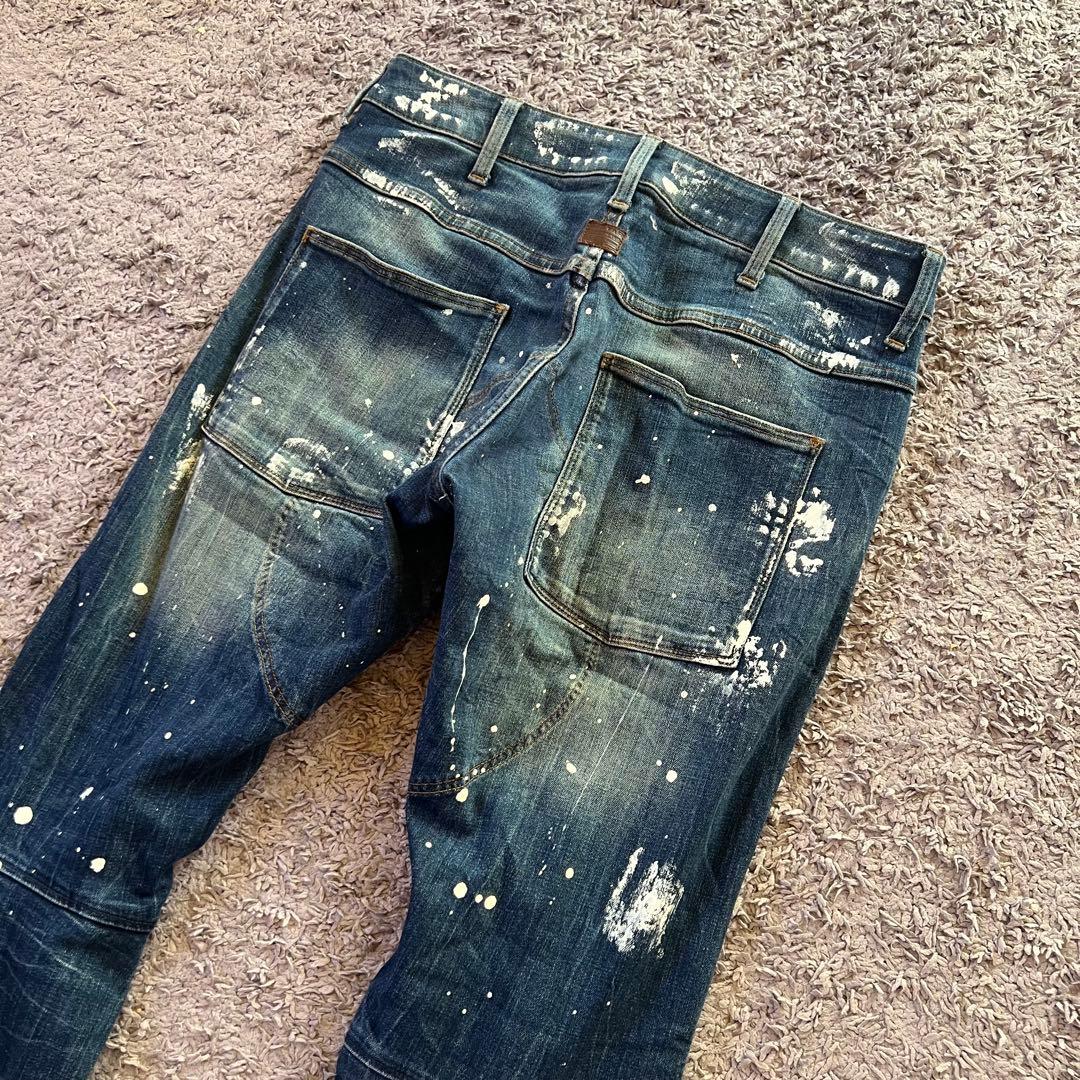 G-STAR RAW 5620 3D SLIM ペイント加工 W28 デニム