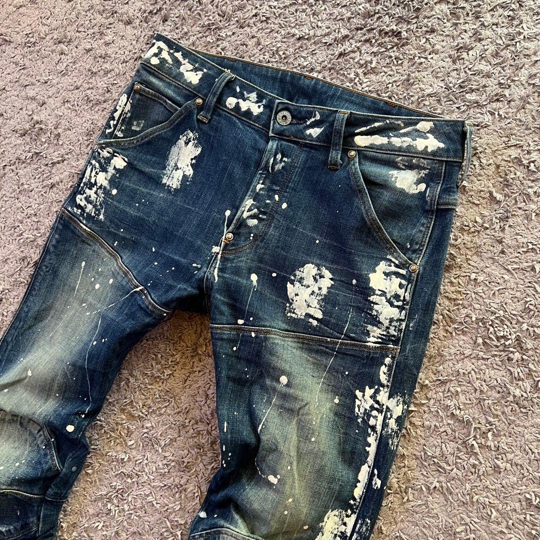 G-STAR RAW 5620 3D SLIM ペイント加工 W28 デニム