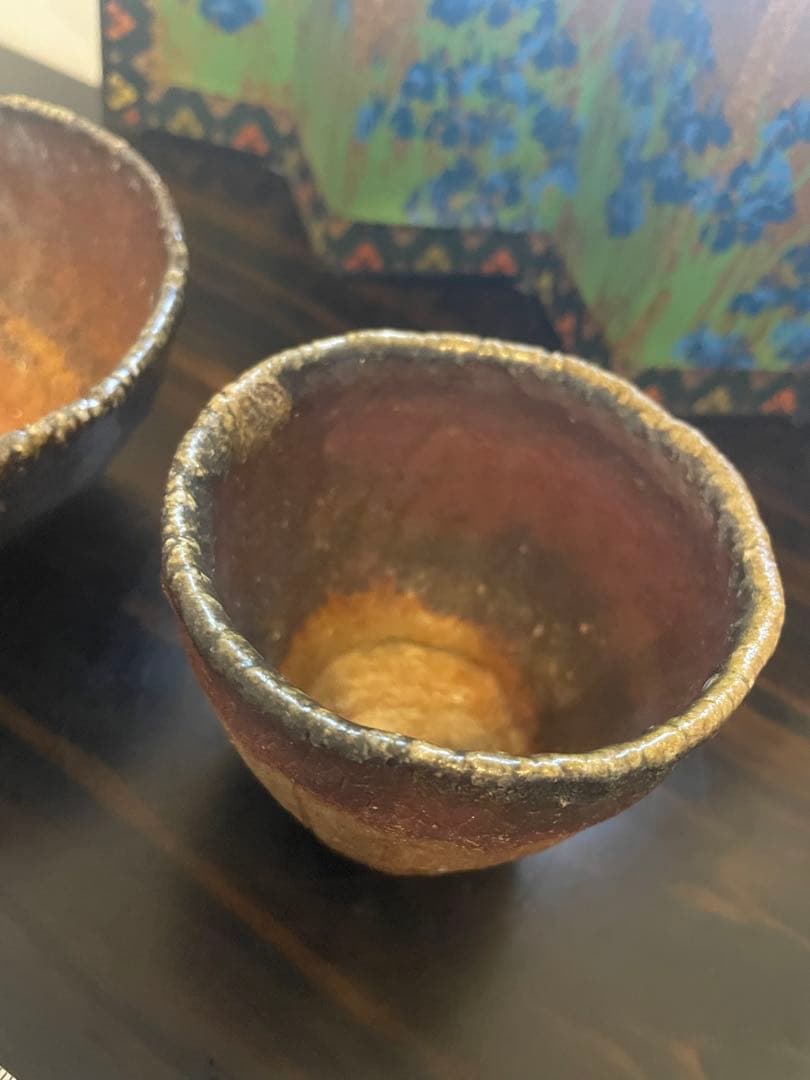 未使用　作家物　備前焼　湯呑み　茶碗　お茶碗　陶器製　2個セット