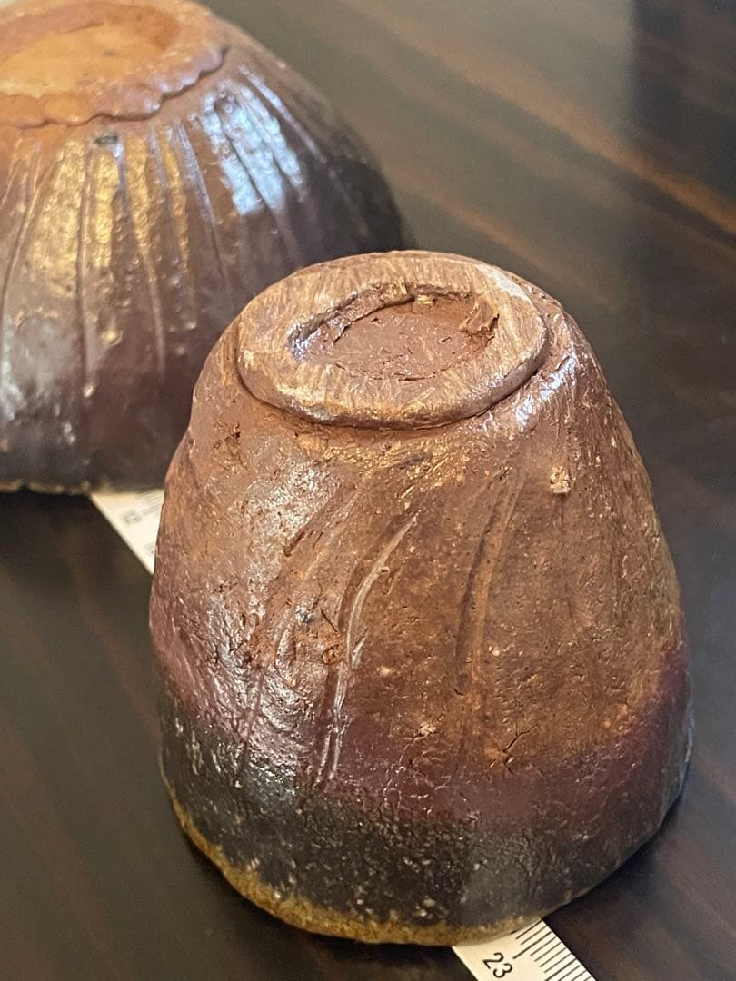 未使用　作家物　備前焼　湯呑み　茶碗　お茶碗　陶器製　2個セット