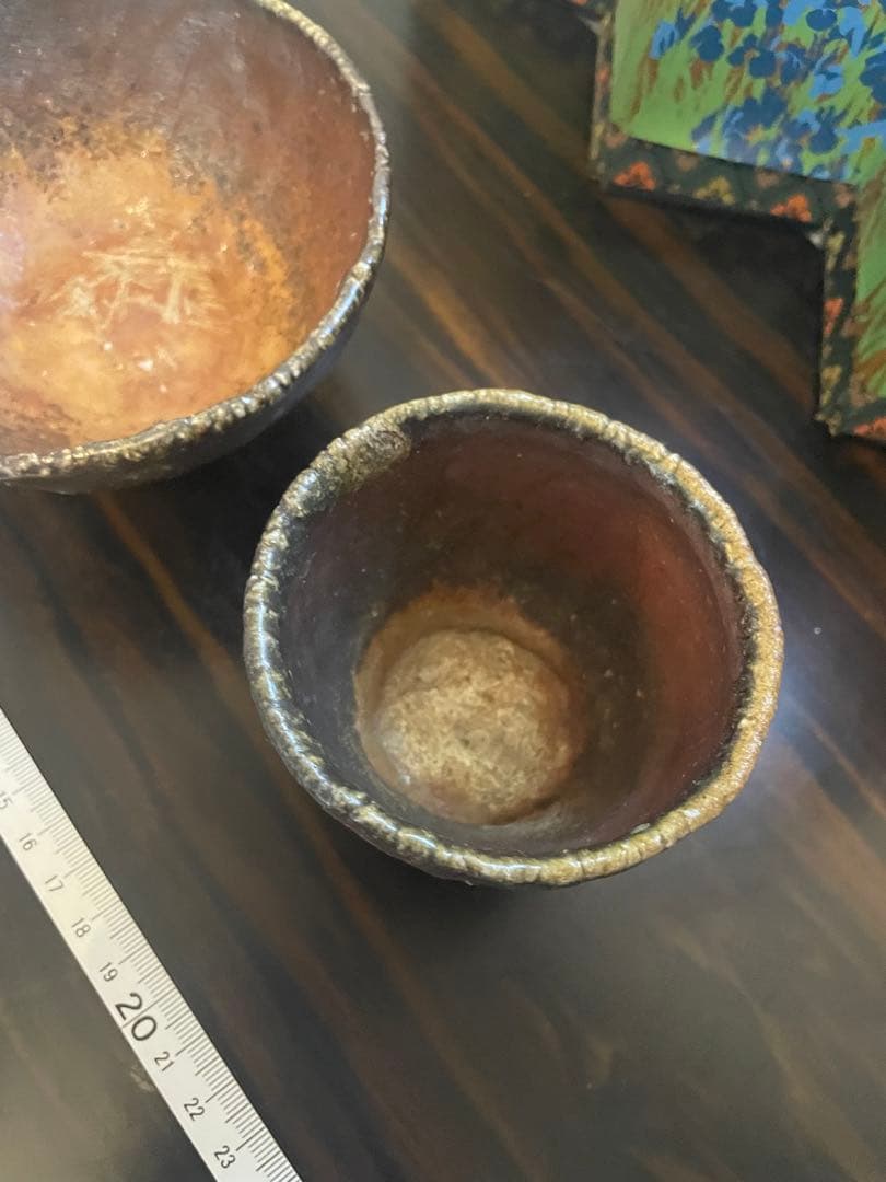 未使用　作家物　備前焼　湯呑み　茶碗　お茶碗　陶器製　2個セット