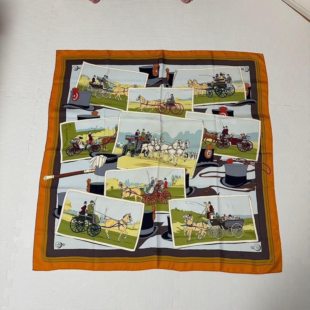 HERMES エルメス カレ90 馬車 ハット