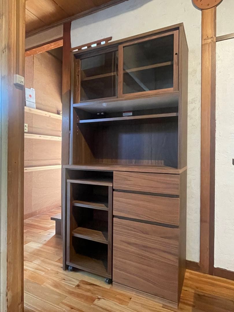 無印良品　木製カップボード・ウォールナット材