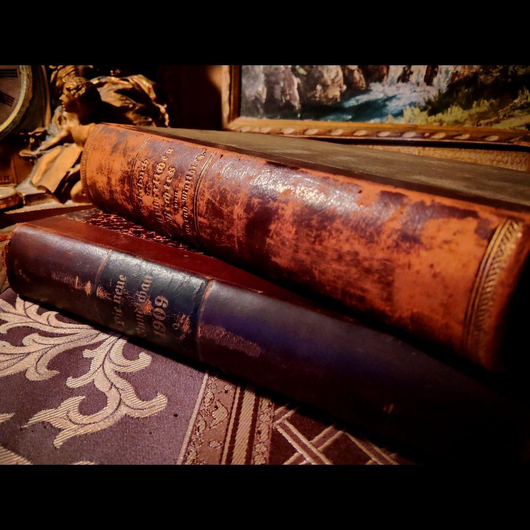 ⭐約１２０年前【ドイツ製の古い洋書】革製の高級感度ある洋古書 ２冊