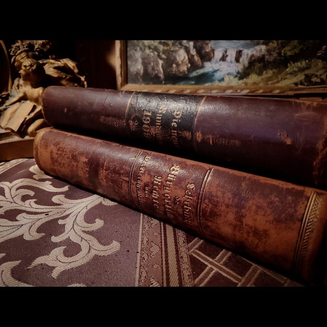 ⭐約１２０年前【ドイツ製の古い洋書】革製の高級感度ある洋古書 ２冊