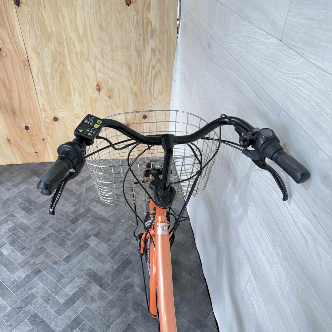 オレンジ 電動アシスト自転車 シティタイプ