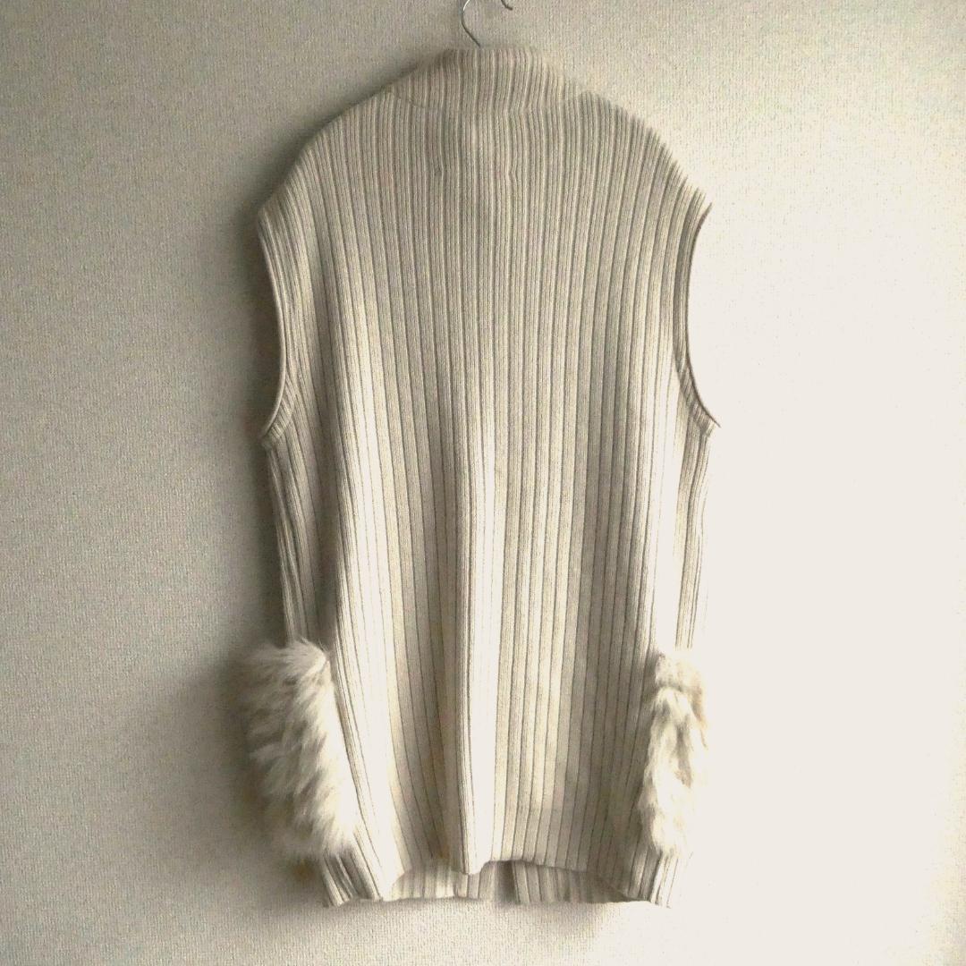 TRICOT CHIC　イタリア製 カシミヤ混 ファー ロングニットベスト